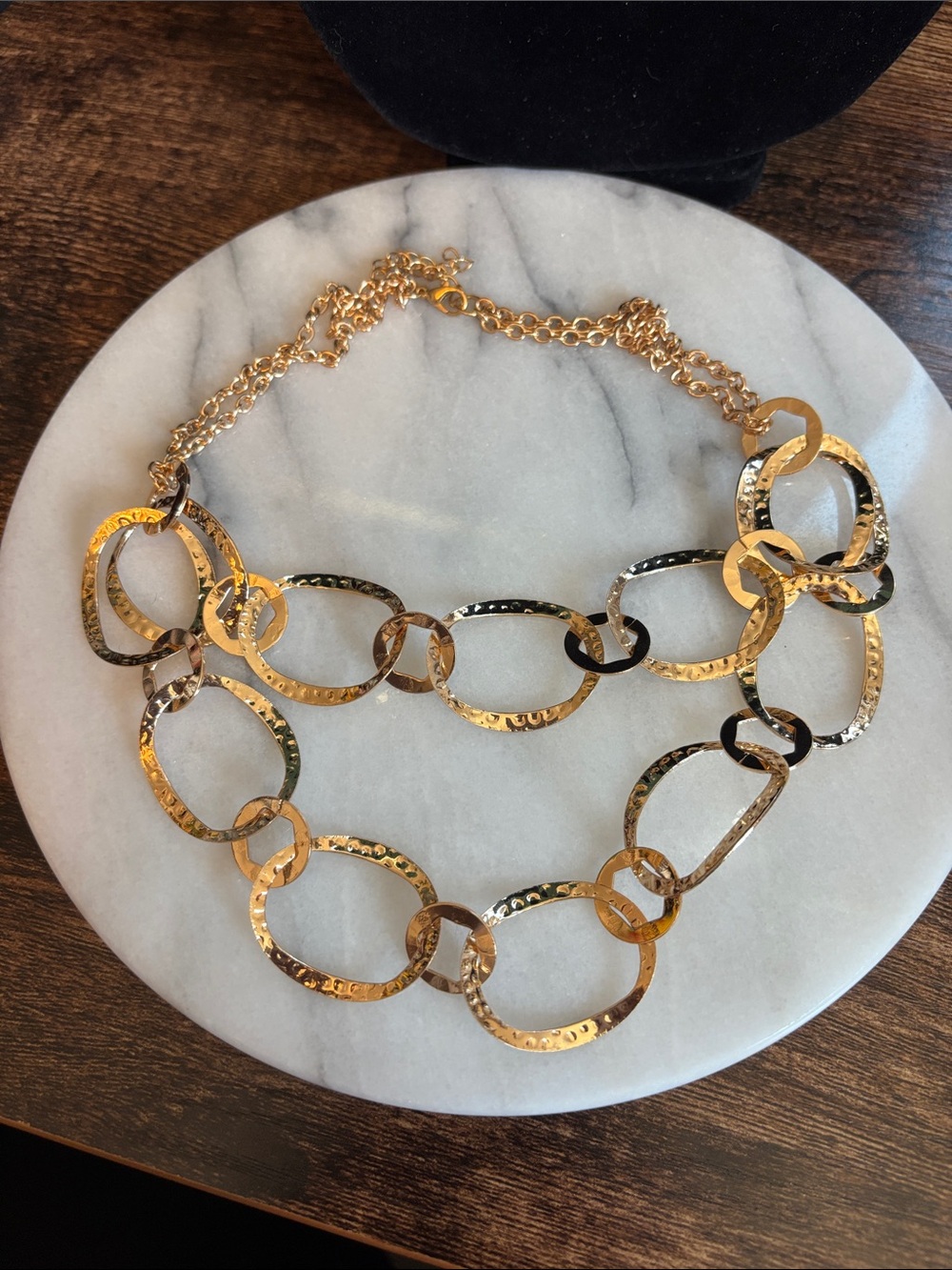 paparazzi Gold Tone Hammered Link Statement Necklace